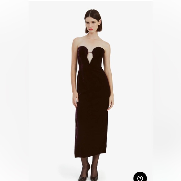 NWT Bardot Lilah Velour Midi Dress Dark Purple Size 6 - Picture 2 of 10